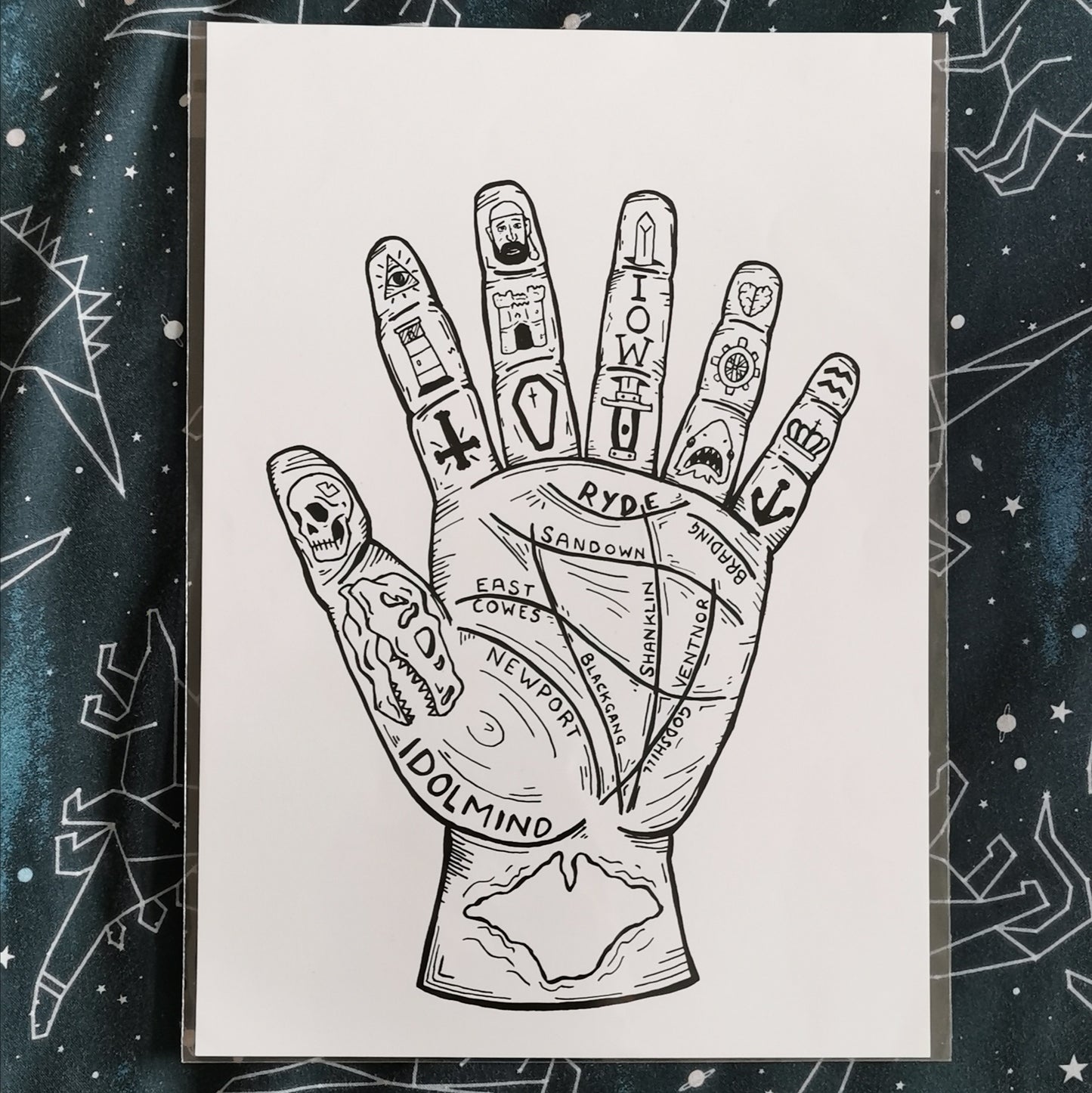 Isle Of Wight Tattooed hand print A4