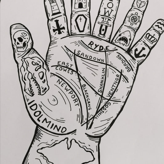 Isle Of Wight Tattooed hand print A4