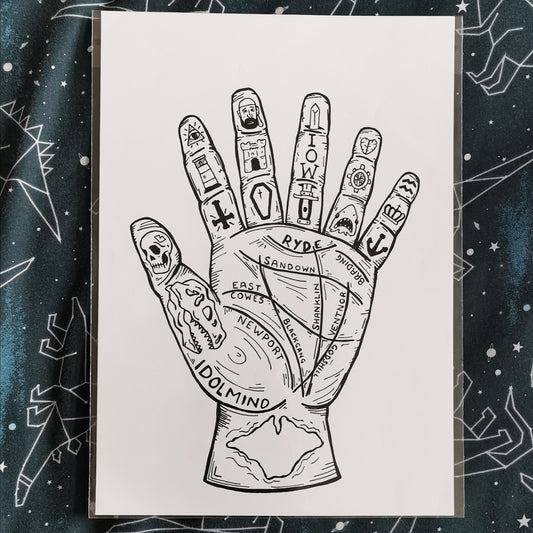 Isle Of Wight Tattooed hand print A4