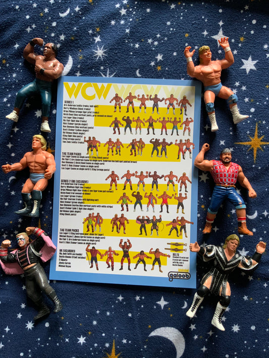 Wcw Galoob figure Checklist a4 print